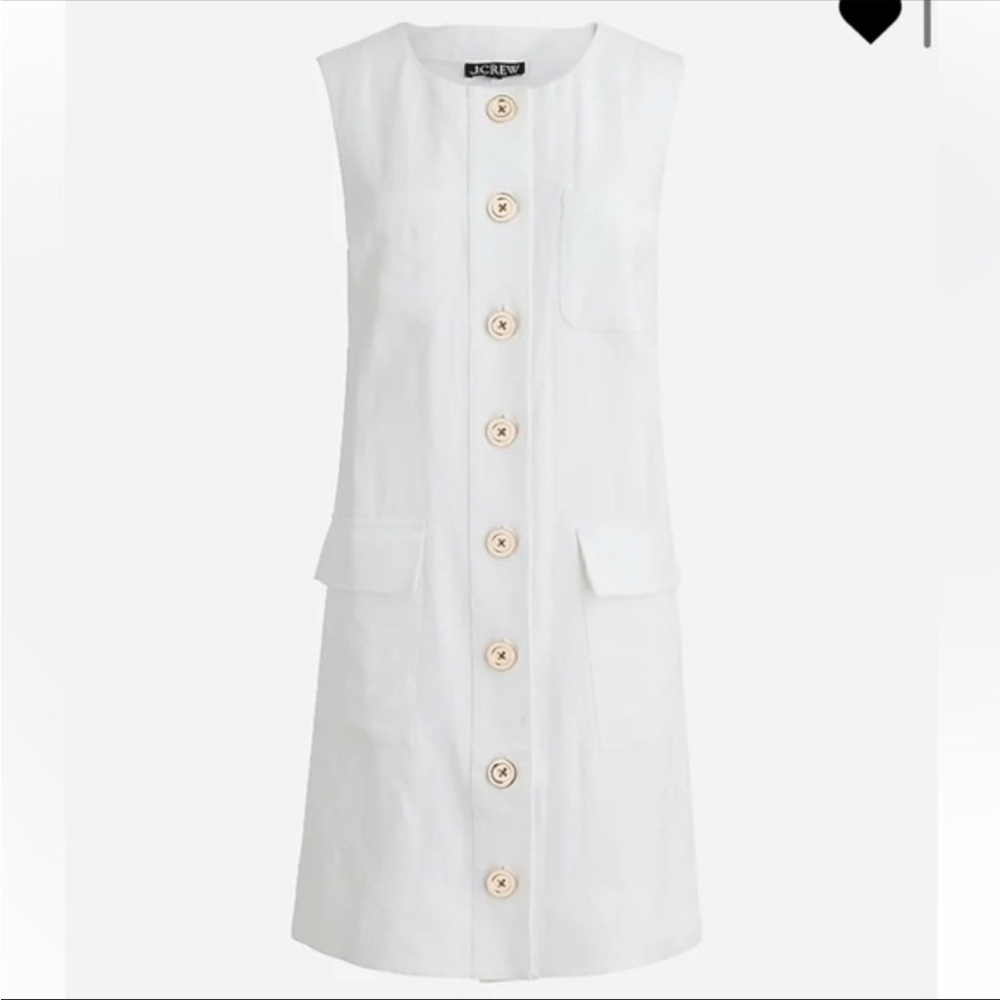 J. Crew White Button-Front Mini Dress